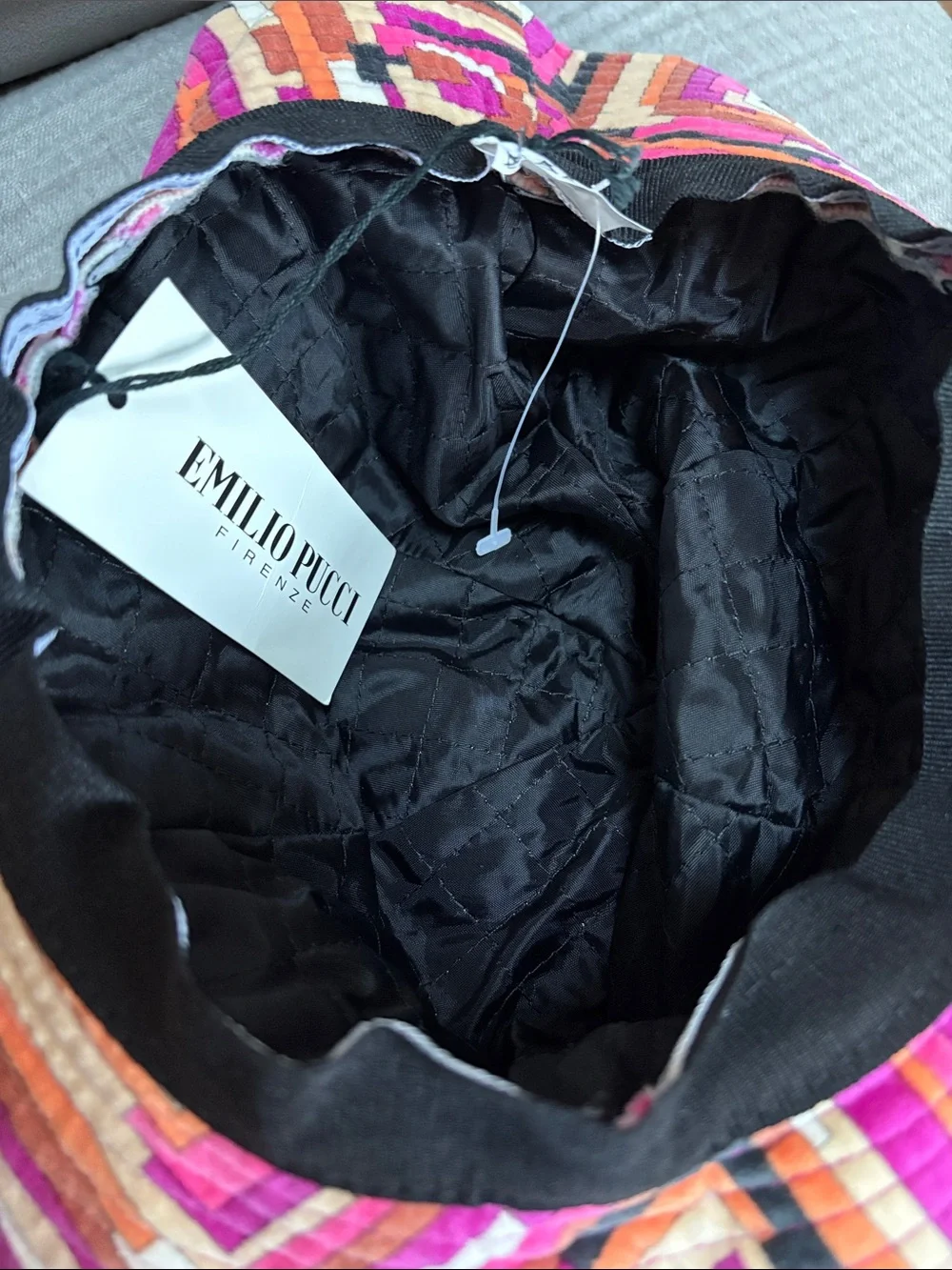 NWT Emilio Pucci Cotton Medium Brim Hat in Pink, Orange Size Medium Made in IT - Picture 4 of 5